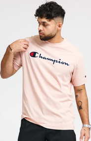 Champion Script Logo Crewneck Tee růžové M