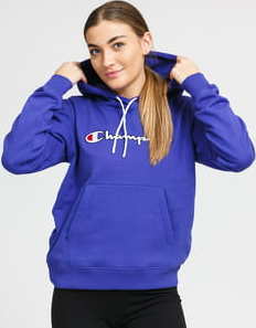 Champion Script Logo Hooded Sweatshirt fialová M