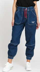 TOMMY JEANS W Elasticated Denim Pant plaid mix blue rigid M