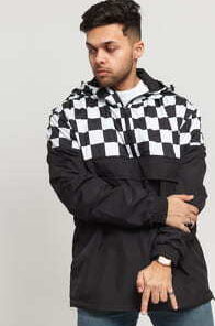 Urban Classics Check Pull Over Jacket černá / bílá