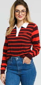 Vans WM Stripe Block Polo vínové / oranžové / bílé M